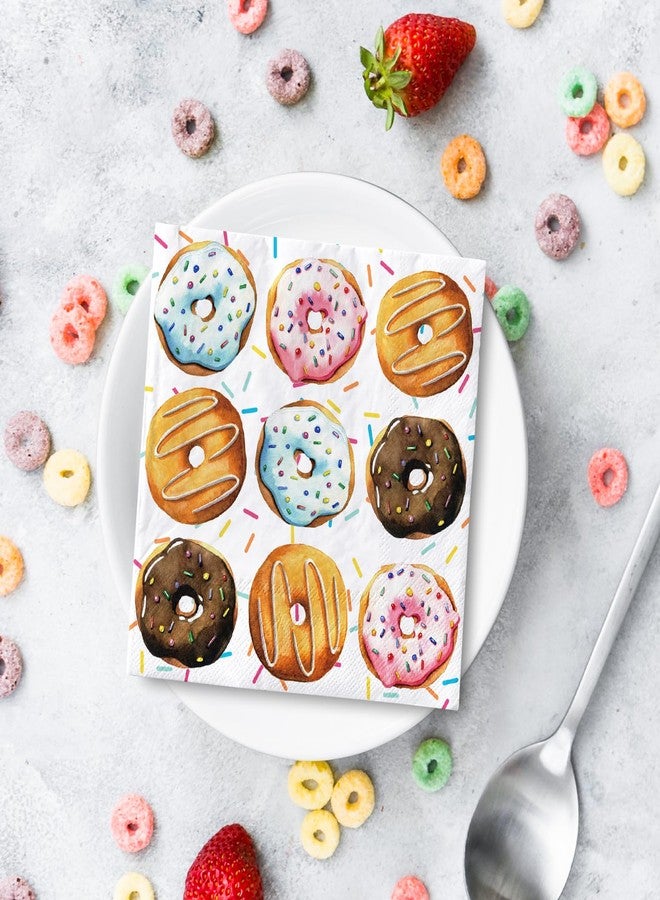 وولاين مجموعة مناديل ورقية لحفلات الدونات من والين، 80 ورقة، مناديل غداء ملونة للاستخدام مرة واحدة، مناديل للحلويات والعشاء، مناديل يدوية لحفلات أعياد الميلاد وحفلات استقبال المولود الجديد، مستلزمات تزيين الطاولة - Image 4